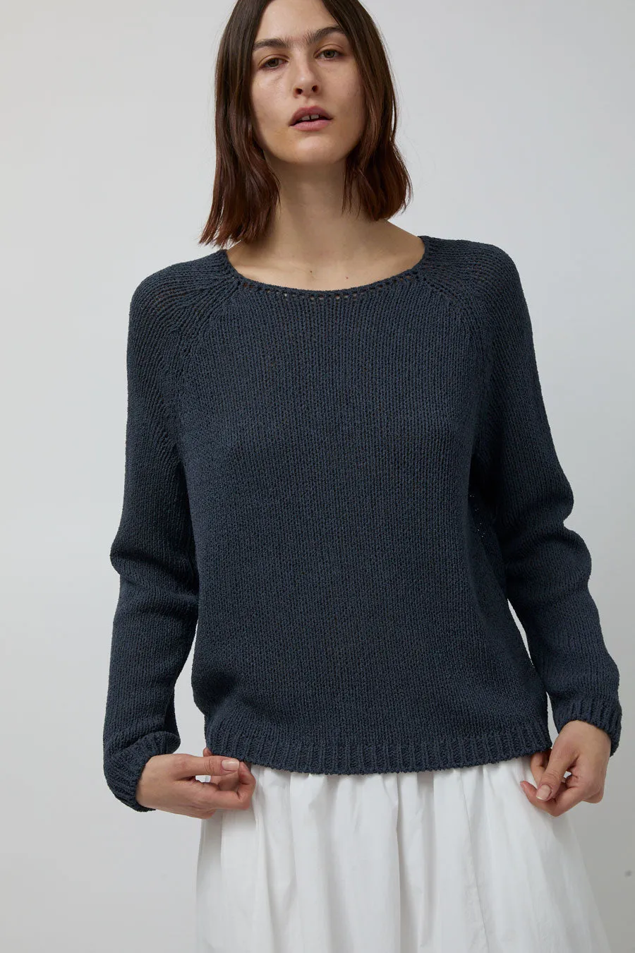 Mijeong Park Boat Neck Sweater in Navy sold by No. 6