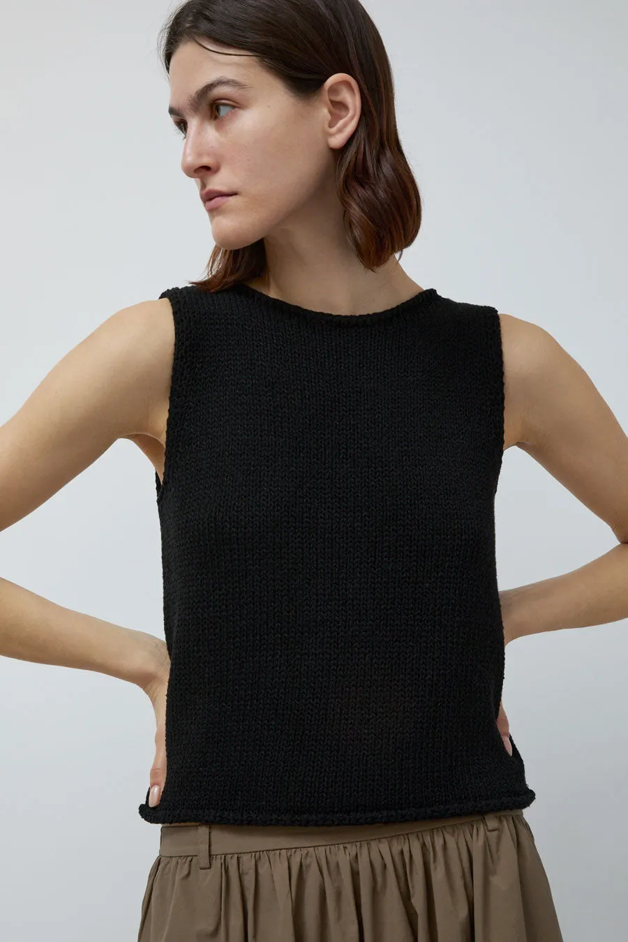Mijeong Park Boat Neck Knit Tank in Black sold by No. 6