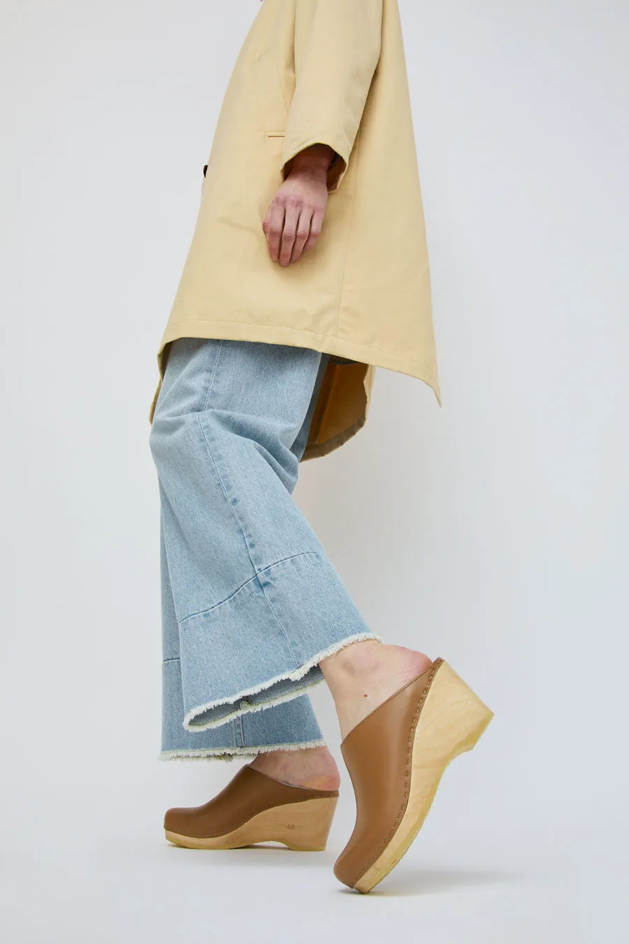 No.6 New School Clog on Wedge in Khaki sold by No. 6