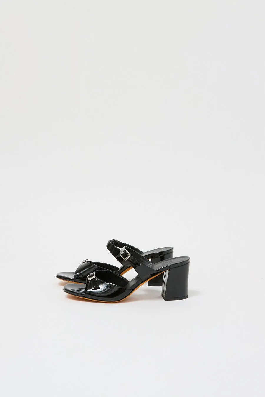Maryam Nassir Una Sandal in Black Patent sold by No. 6