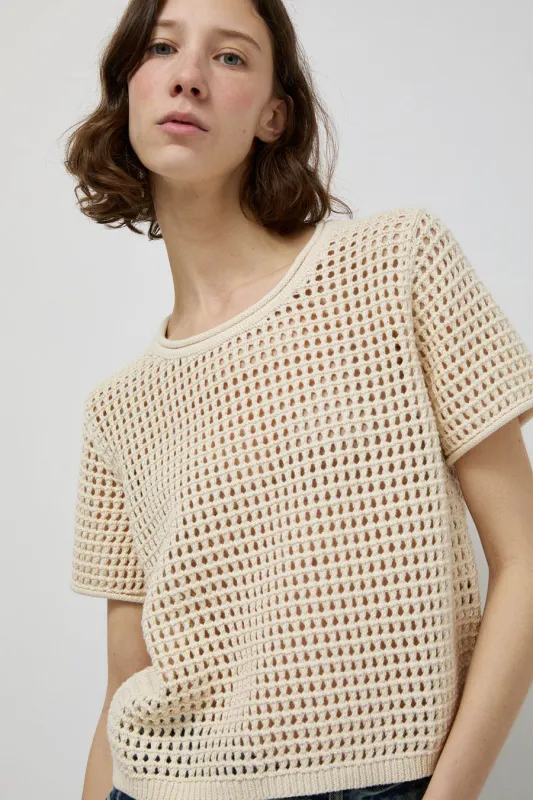 M Patmos Riis Mesh Tee in Ivory made by No. 6