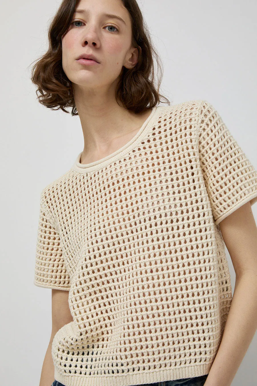 M Patmos Riis Mesh Tee in Ivory sold by No. 6