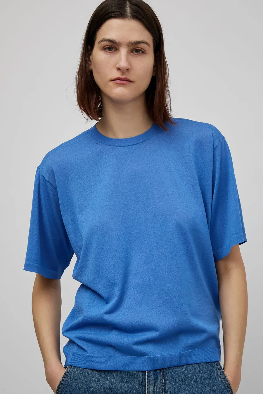 Sayaka Davis Sheer Knit Tee in Cobalt sold by No. 6