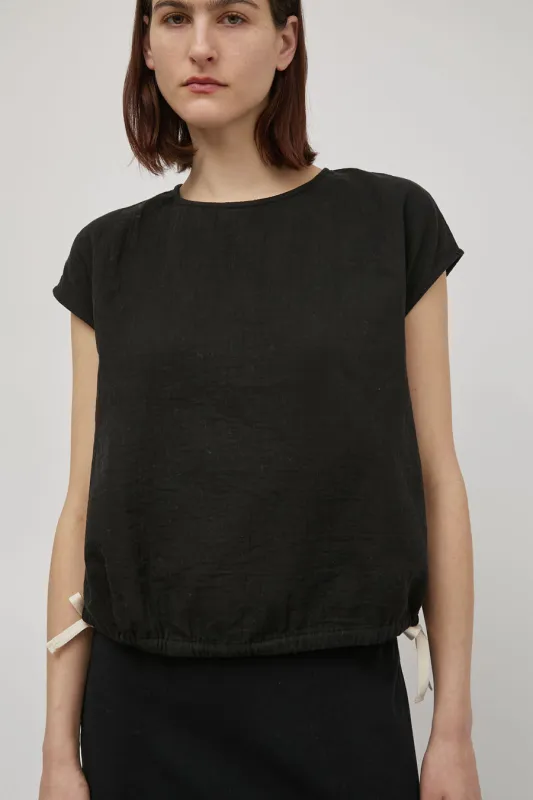 Atelier Delphine Slip on Blouse Cap Sleeve in Black sold by No. 6