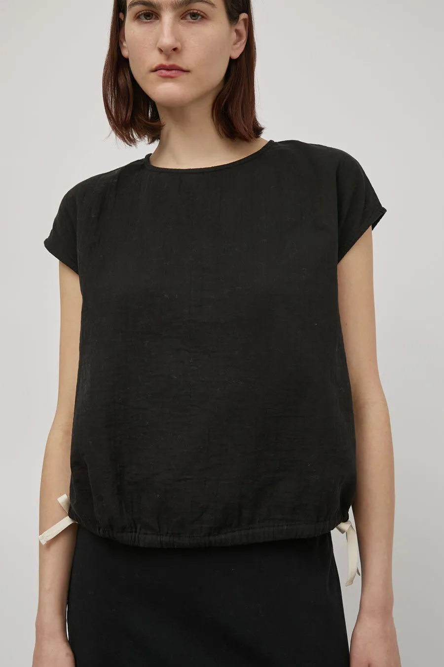 Atelier Delphine Slip on Blouse Cap Sleeve in Black sold by No. 6