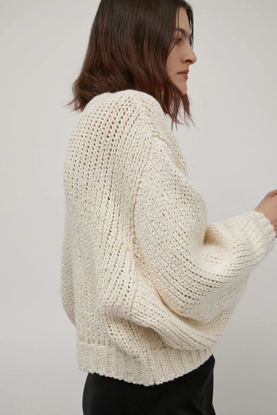Atelier Delphine Balloon Sleeve Texture Loose Cotton Sweater in Cream sold by No. 6 product image thumbnail 4