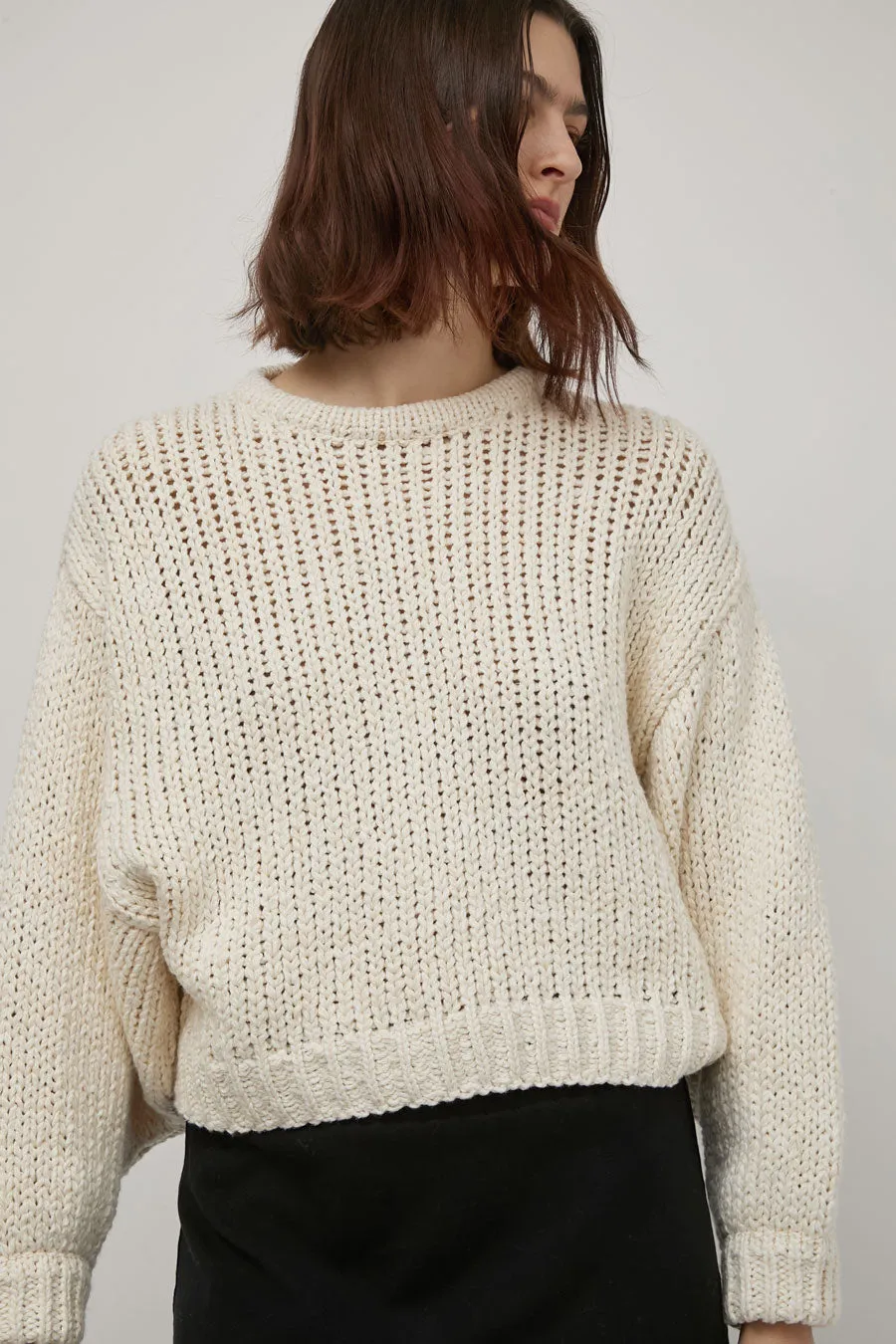 Atelier Delphine Balloon Sleeve Texture Loose Cotton Sweater in Cream sold by No. 6 product image thumbnail 3