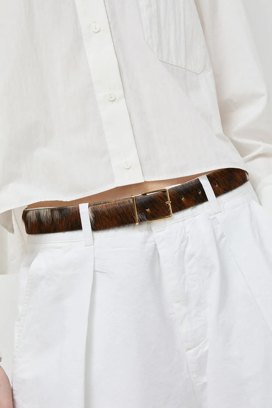 Maison Boinet Calfhair Belt in Cow Print sold by No. 6