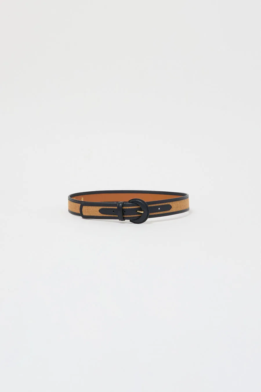 Maison Boinet Nappa and Linen Belt in Camel and Navy sold by No. 6 product image thumbnail 2