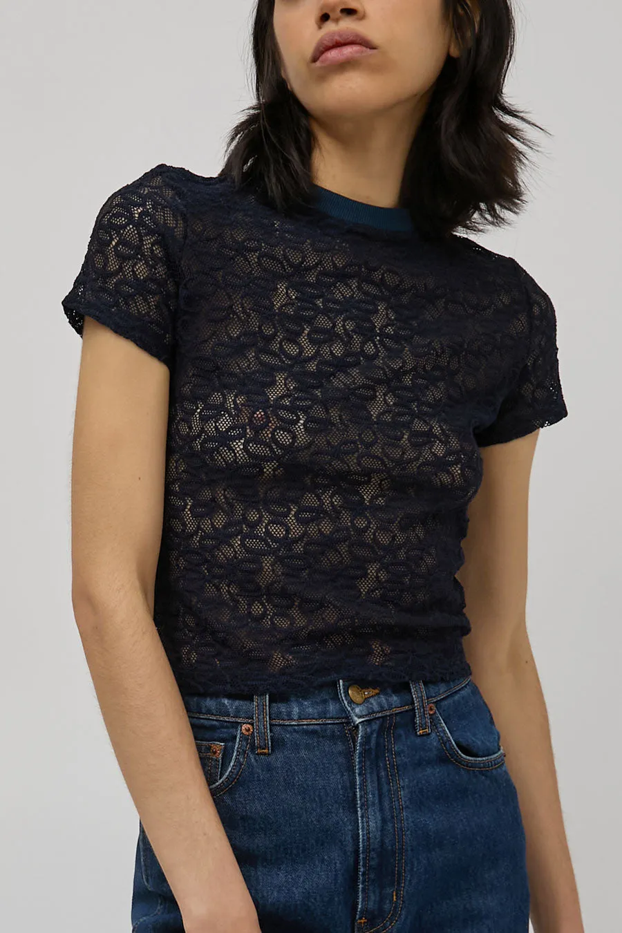 Simone Wild Tiny Tee in Navy Lace sold by No. 6 product image thumbnail 3