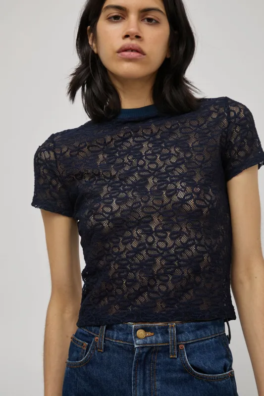 Simone Wild Tiny Tee in Navy Lace made by No. 6