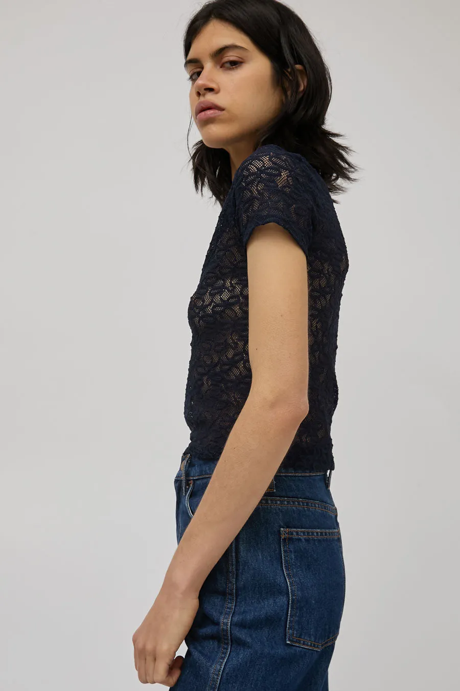 Simone Wild Tiny Tee in Navy Lace sold by No. 6 product image thumbnail 4