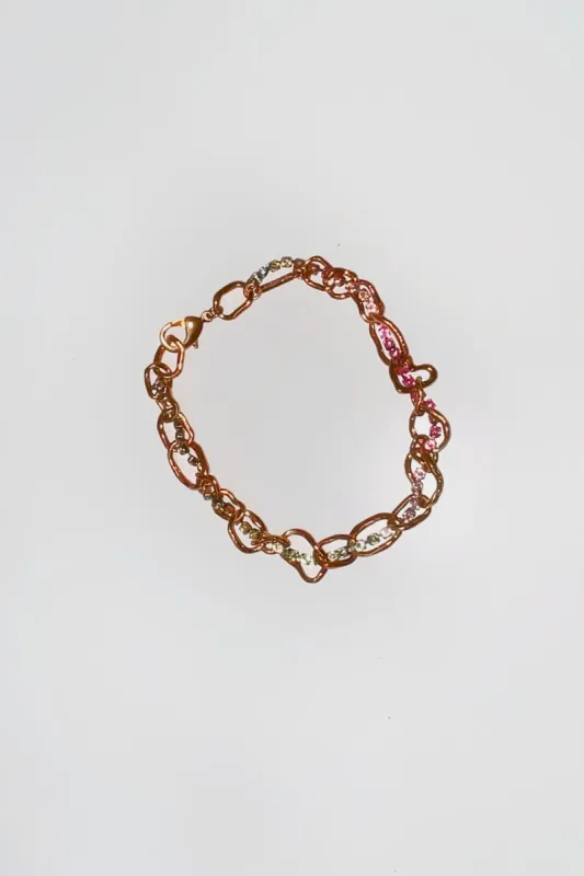 Collina Strada Rhinestone Crushed Chain Necklace in Metallic Orange made by No. 6