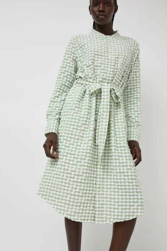 Sultan Wash Belted Blouse Dress Big Vichy Love in Amande and White sold by No. 6