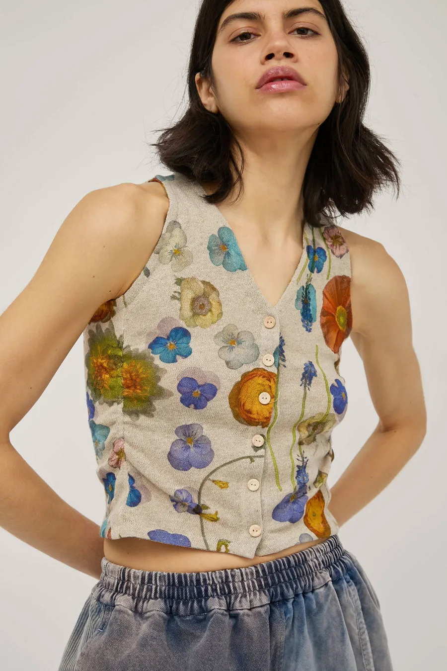 Anntian Tiny Top in Print M Flowers Cut Out sold by No. 6