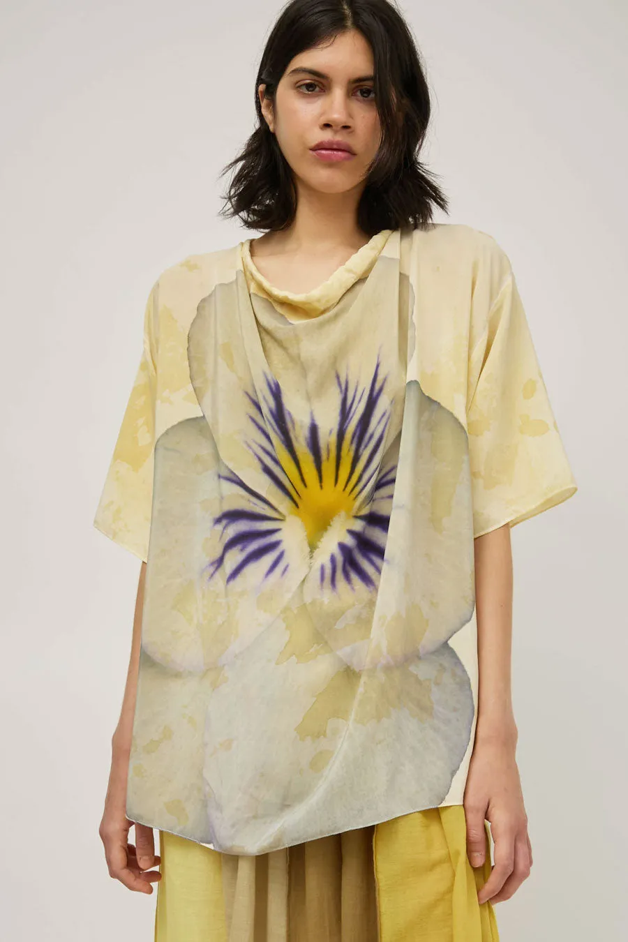 Anntian Silk Top in Print H Pansies sold by No. 6