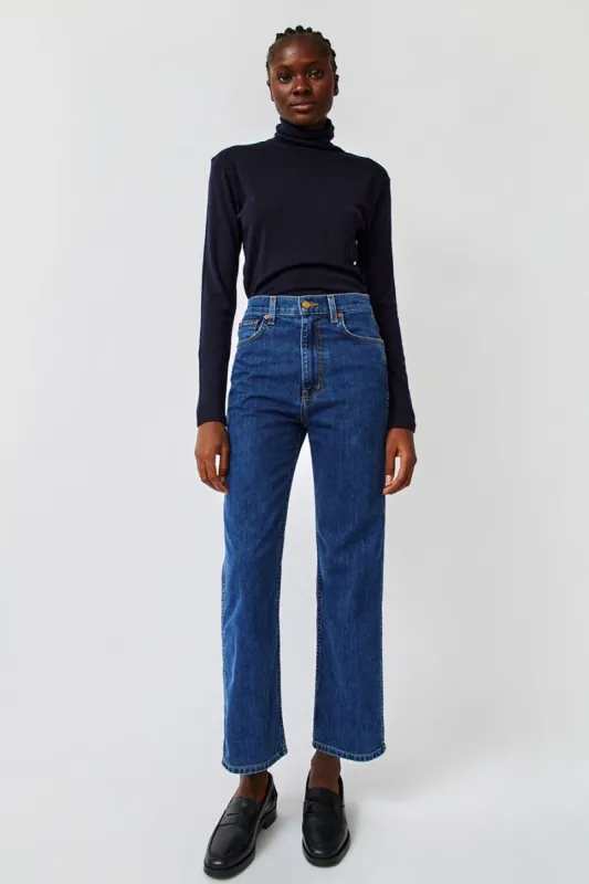 B Sides Plein High Rise Straight Jean in Medium Indigo made by No. 6