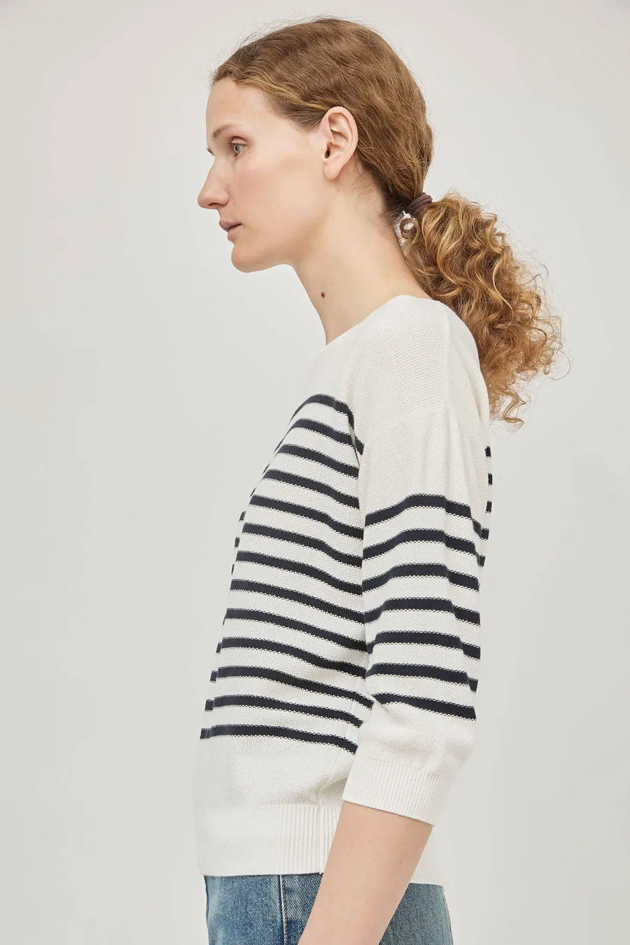 Rue Blanche Bees 3/4 Sweater in Stripe Navy sold by No. 6 product image thumbnail 4