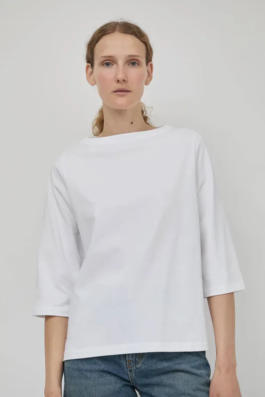 Rue Blanche Net 3/4 Sleeve Tee in White sold by No. 6