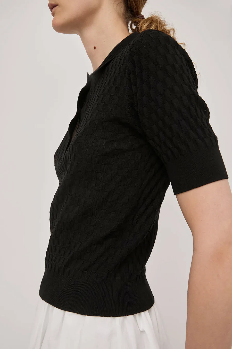 Rue Blanche Basket Weave Polo in Black sold by No. 6 product image thumbnail 4