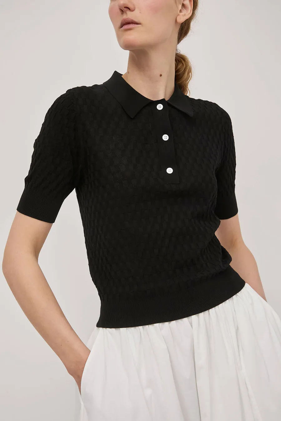 Rue Blanche Basket Weave Polo in Black sold by No. 6 product image thumbnail 3