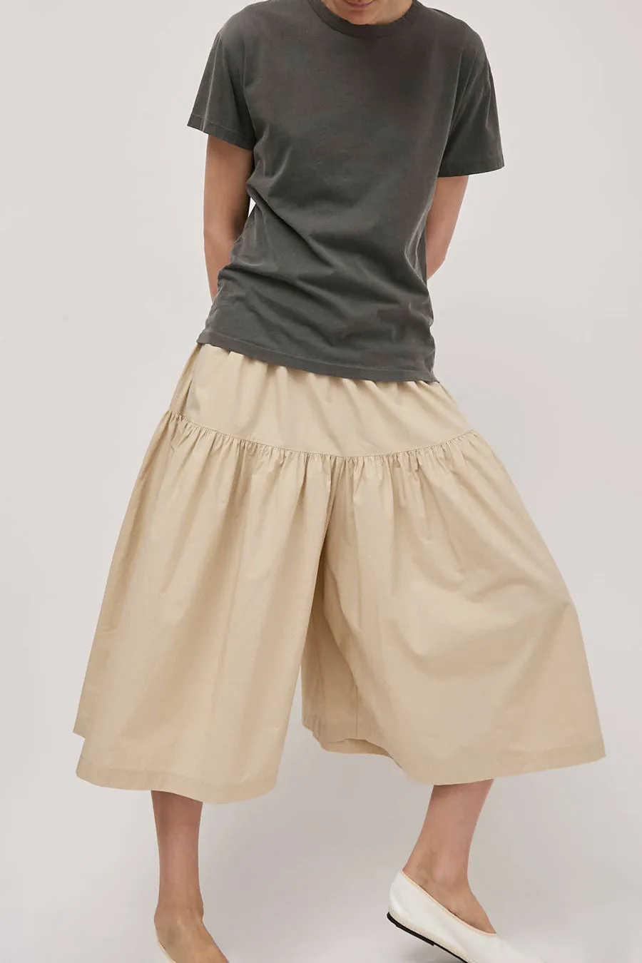 Black Crane Gathered Culottes in Oyster sold by No. 6