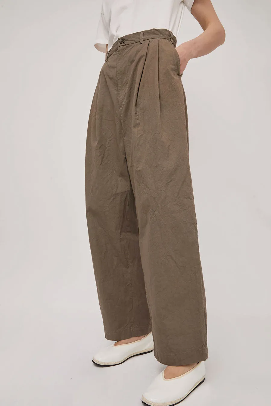 Black Crane Crinkled Wide Trousers in Mud sold by No. 6 product image thumbnail 4