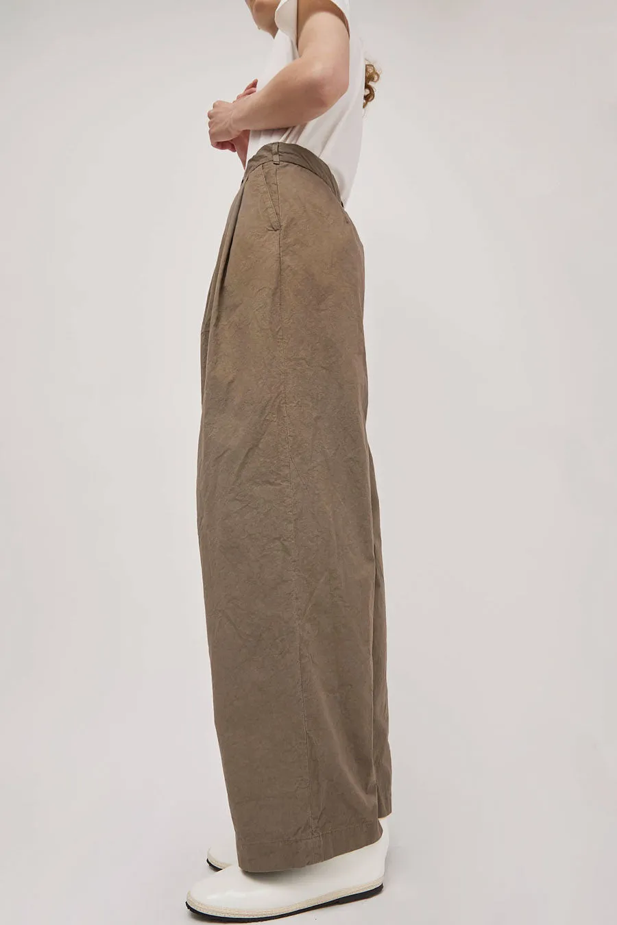 Black Crane Crinkled Wide Trousers in Mud sold by No. 6 product image thumbnail 5