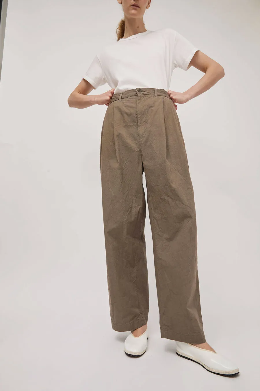 Black Crane Crinkled Wide Trousers in Mud sold by No. 6 product image thumbnail 2