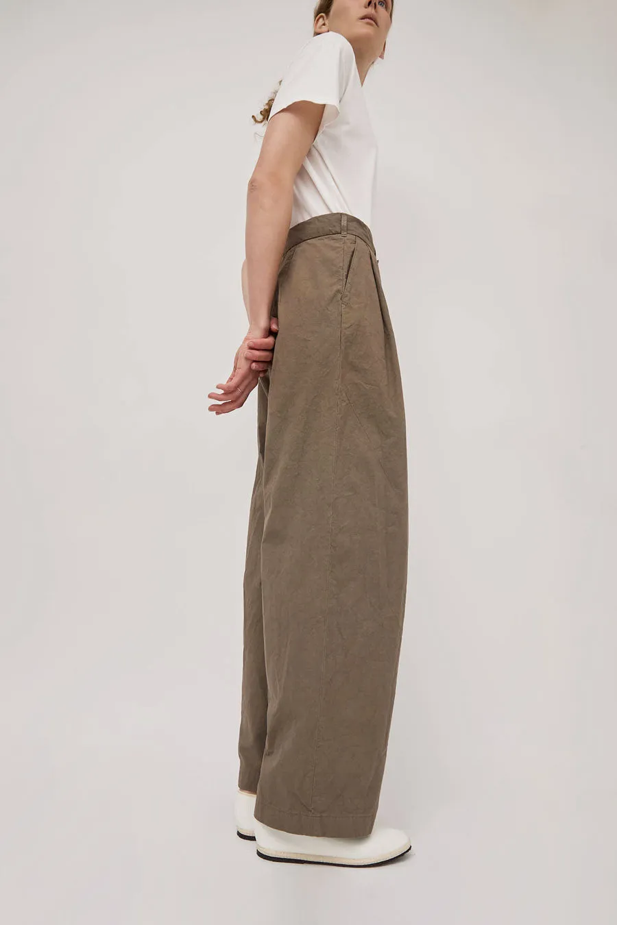 Black Crane Crinkled Wide Trousers in Mud sold by No. 6 product image thumbnail 3