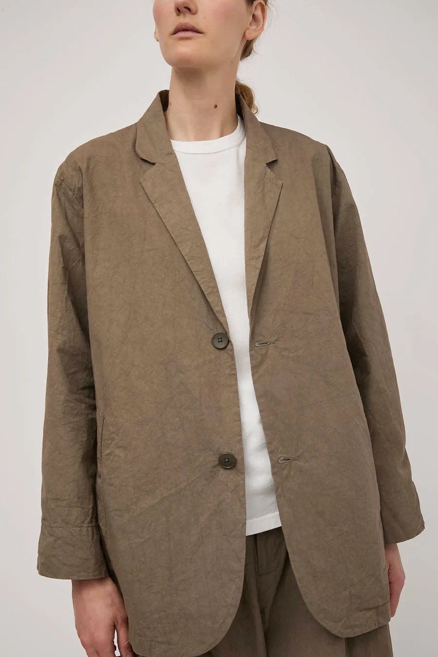 Black Crane Crinkled Blazer in Mud sold by No. 6 product image thumbnail 2