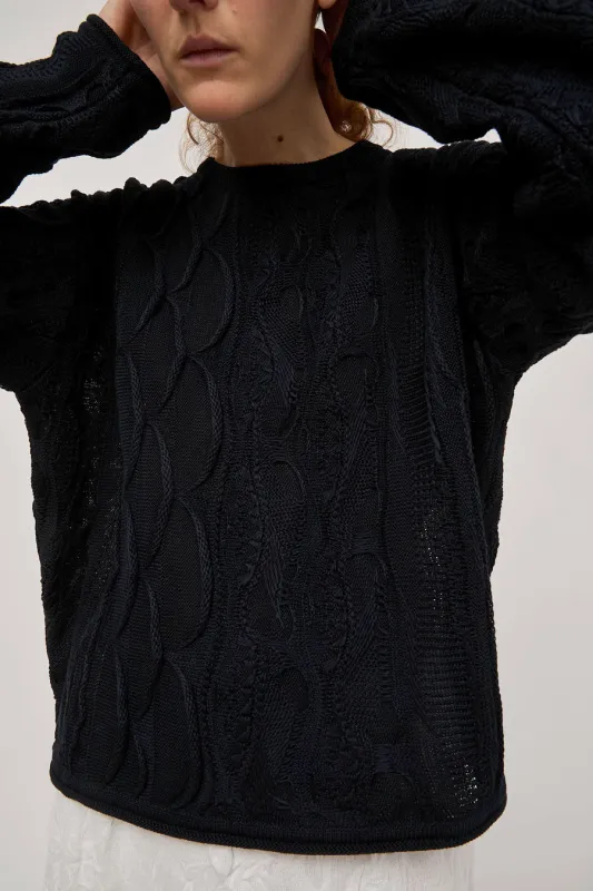 Black Crane Cable Summer Knit in Dark Navy sold by No. 6