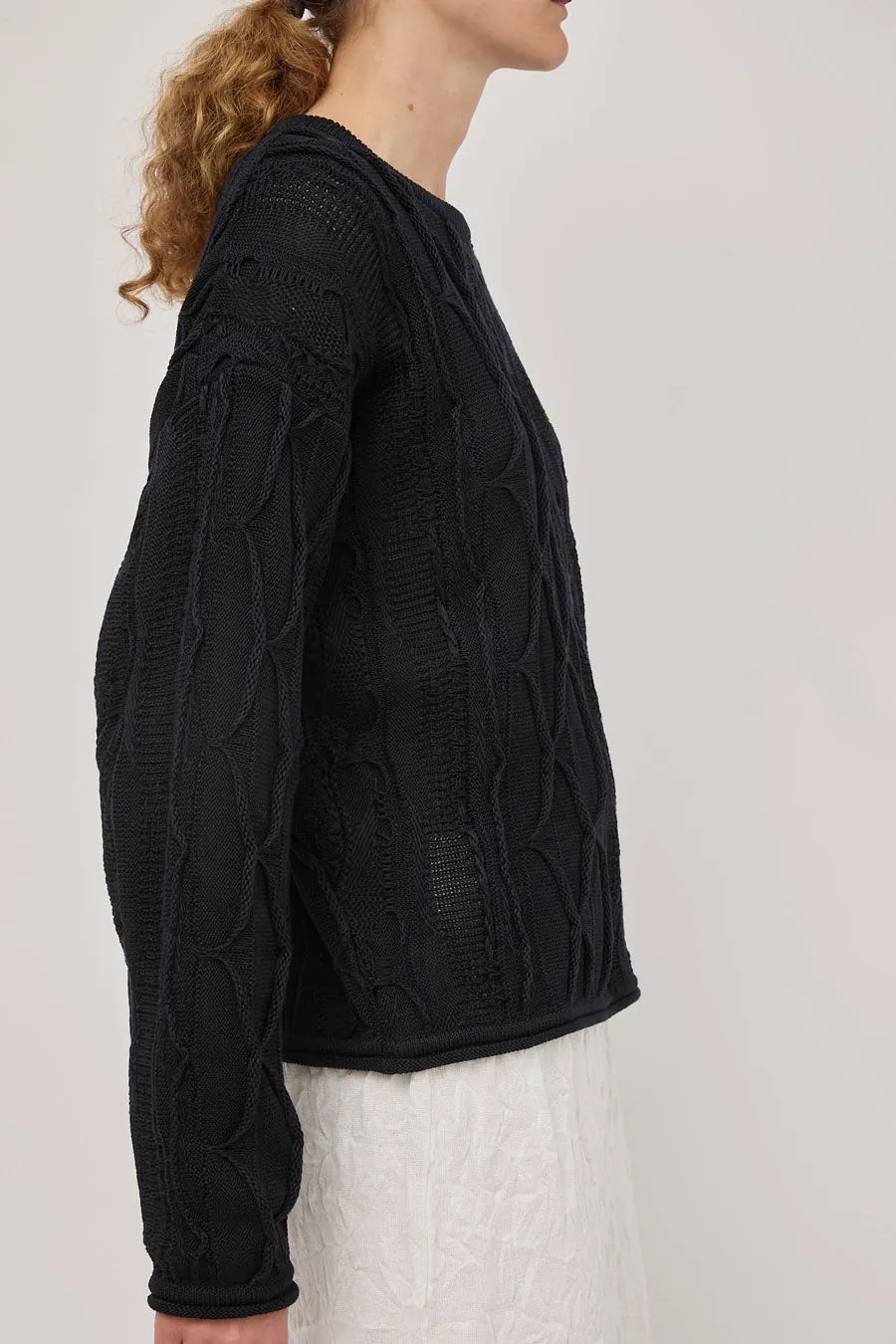 Black Crane Cable Summer Knit in Dark Navy sold by No. 6 product image thumbnail 4