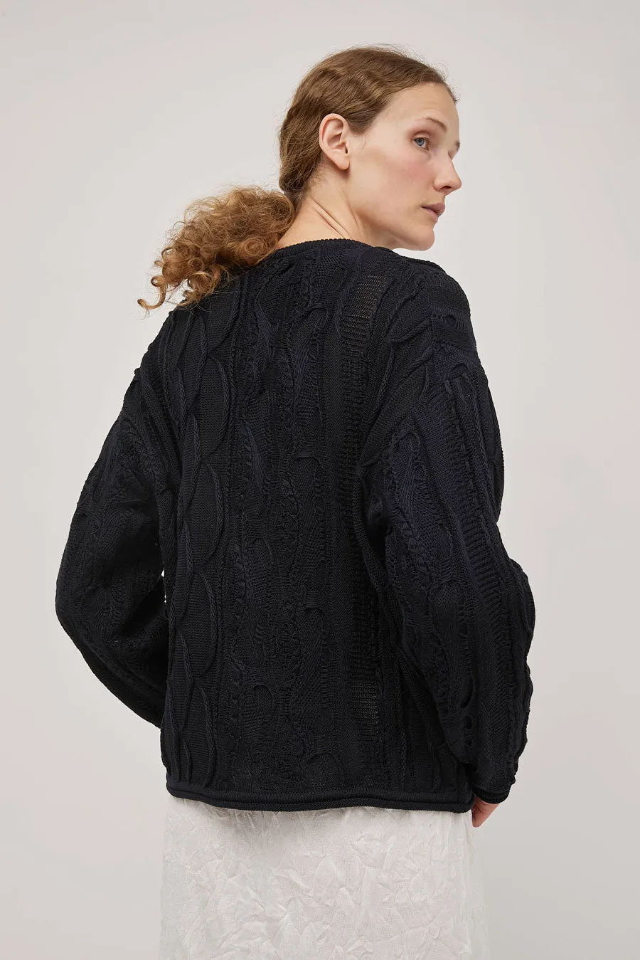 Black Crane Cable Summer Knit in Dark Navy sold by No. 6 product image thumbnail 5