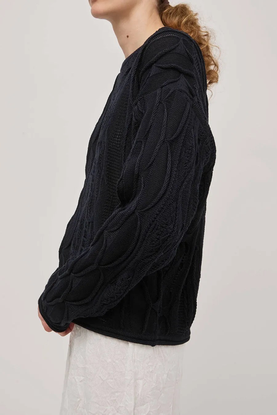 Black Crane Cable Summer Knit in Dark Navy sold by No. 6 product image thumbnail 3