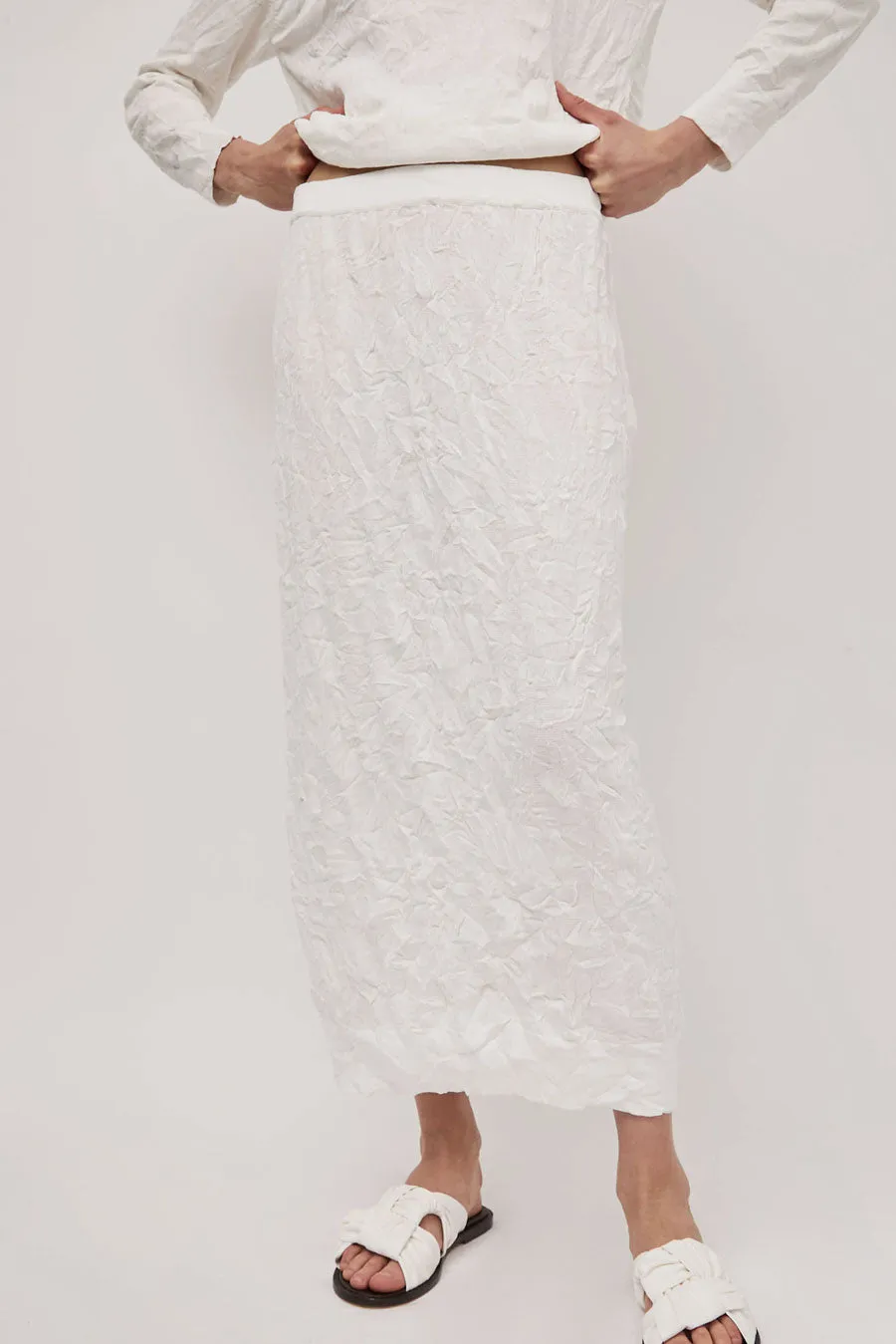 Black Crane Crinkled Knit Skirt in White sold by No. 6 product image thumbnail 2
