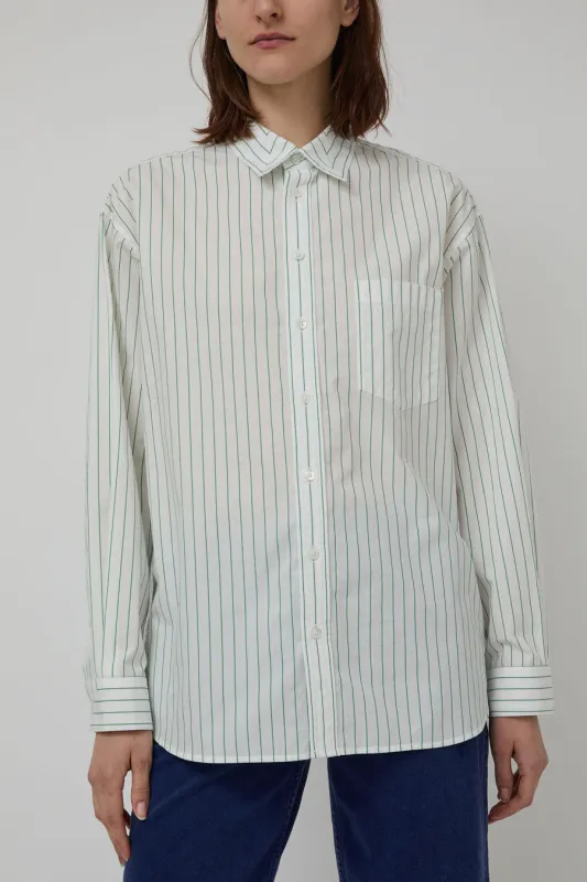 B Sides Nolan Shirt in Green White Stripe sold by No. 6