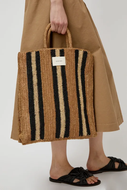 Rue De Tokyo Ario Raffia Bag in Stripe sold by No. 6