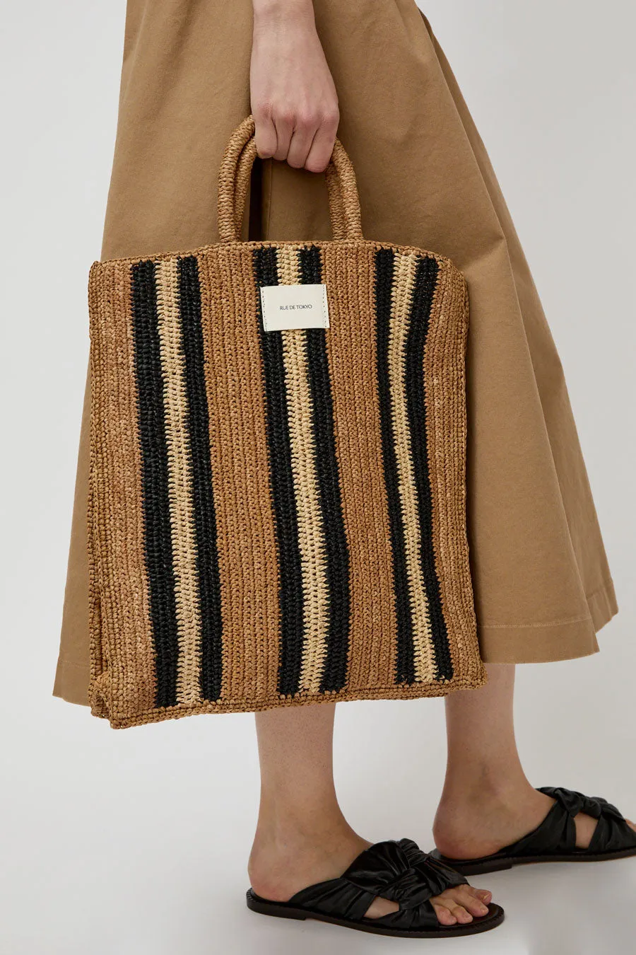 Rue De Tokyo Ario Raffia Bag in Stripe sold by No. 6