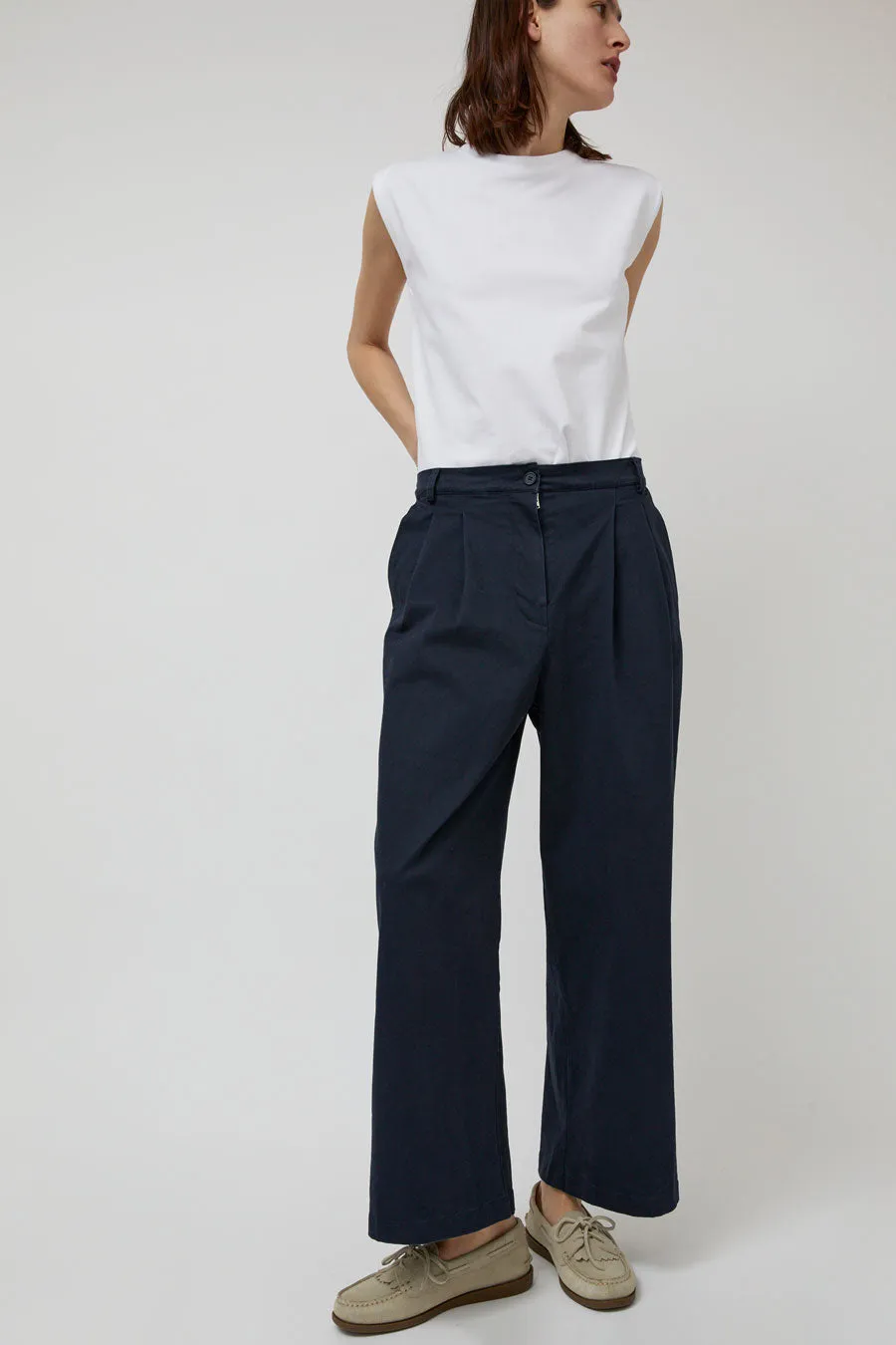 Rue De Tokyo Prudie Pant in Dark Navy sold by No. 6