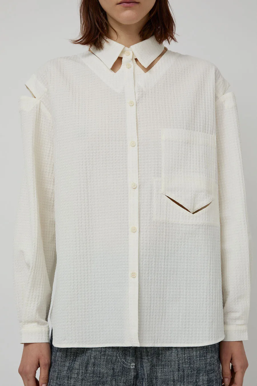Henrik Vibskov Cut Out Shirt in White sold by No. 6 product image thumbnail 3