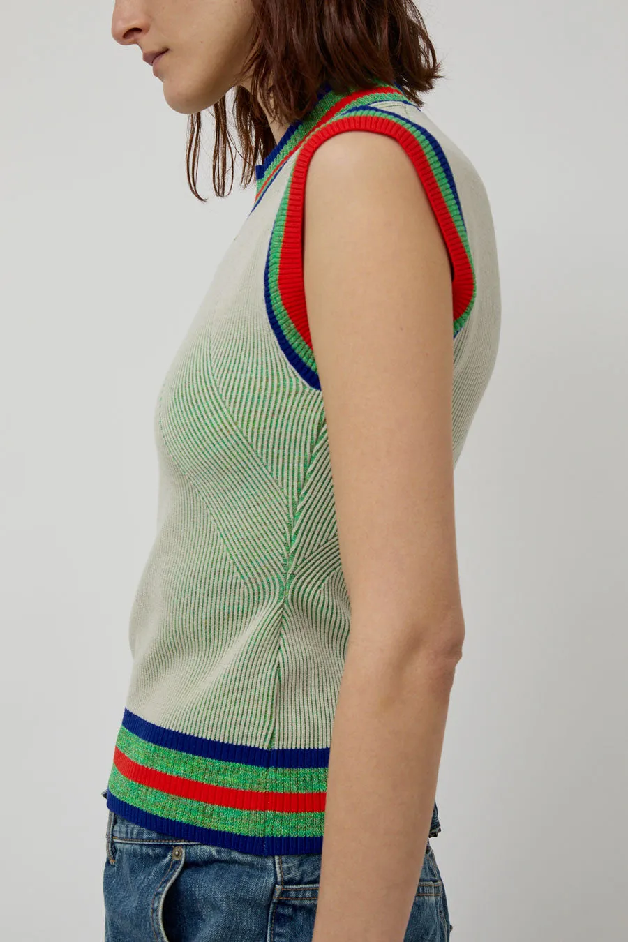 Henrik Vibskov Scuba Knit Top in Green Beige Grid sold by No. 6 product image thumbnail 4