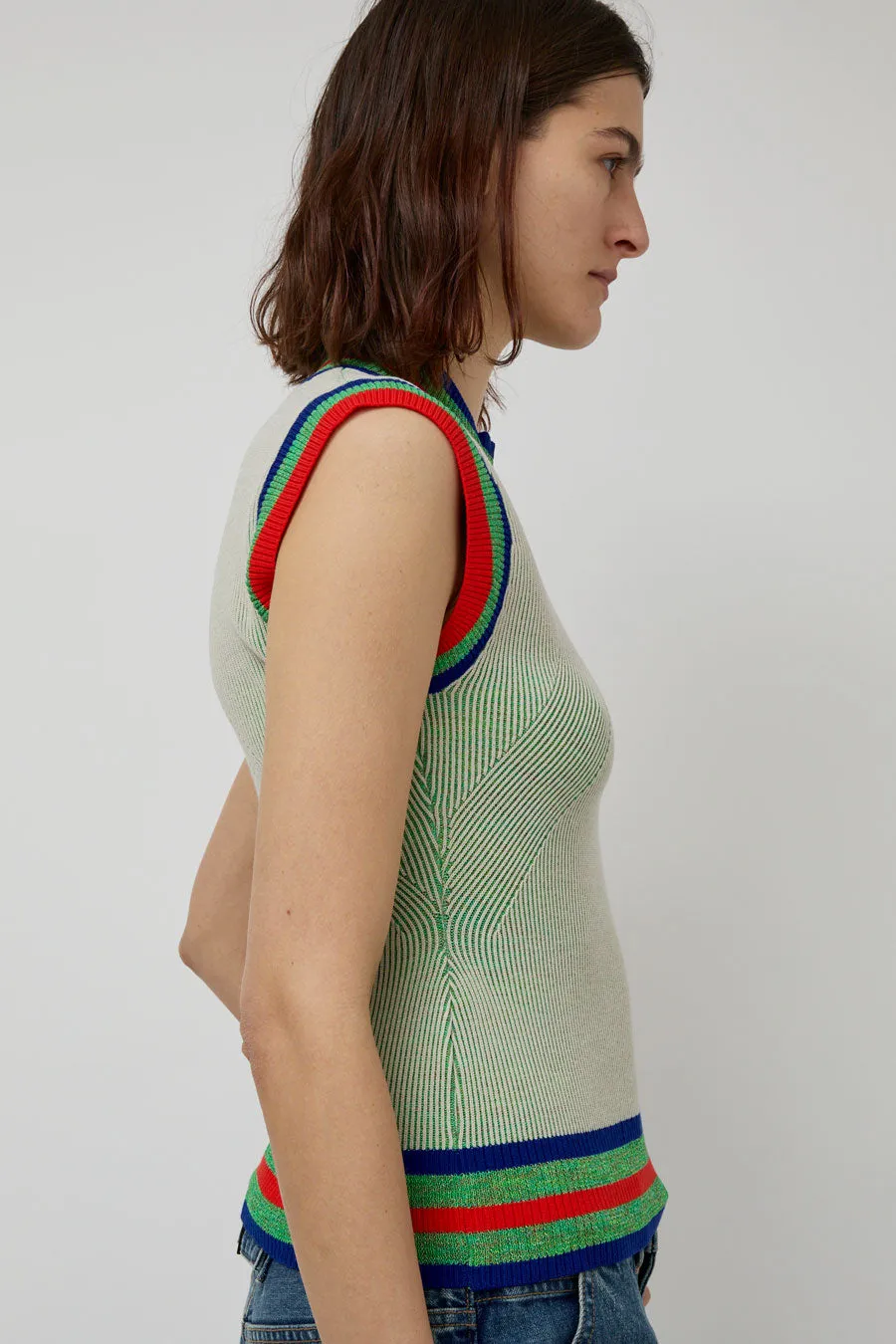 Henrik Vibskov Scuba Knit Top in Green Beige Grid sold by No. 6 product image thumbnail 2