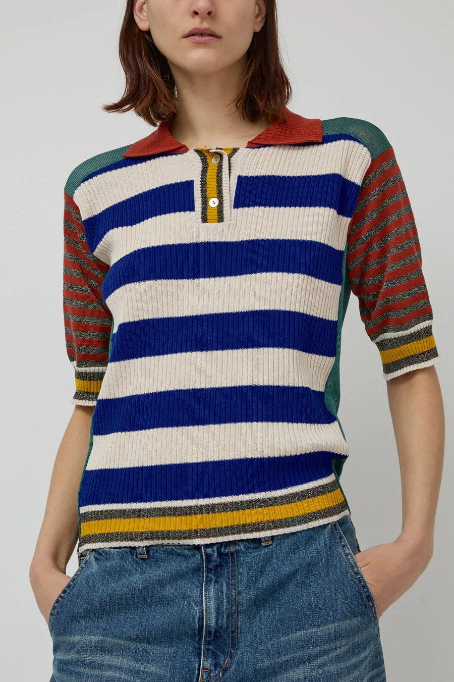 Henrik Vibskov Mix Polo in Teal Mix sold by No. 6 product image thumbnail 4