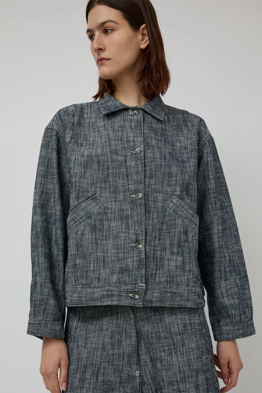 Henrik Vibskov Denim Jacket in Blue White Blur sold by No. 6