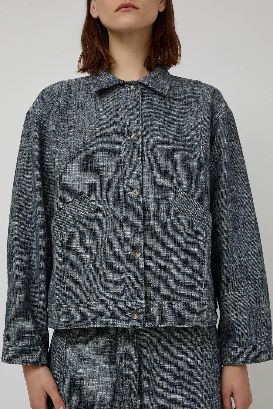 Henrik Vibskov Denim Jacket in Blue White Blur sold by No. 6 product image thumbnail 3