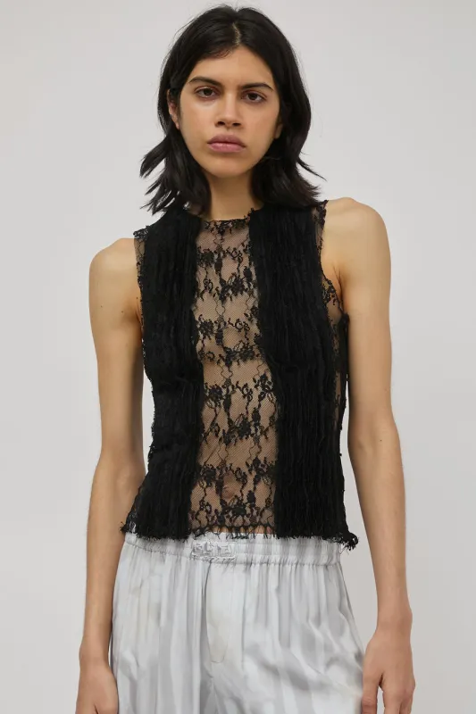 Collina Strada Lace Dandelion Tee in Black made by Collina Strada