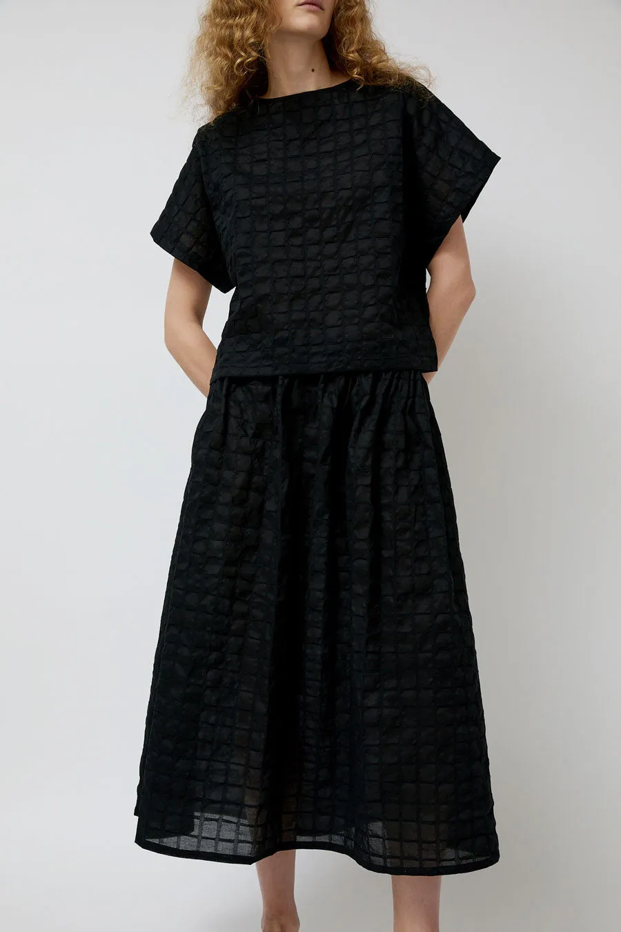 Black Crane Ripple Finish Skirt in Black sold by No. 6