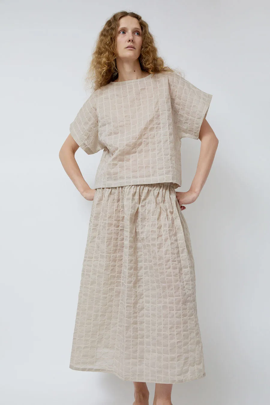 Black Crane Ripple Finish Skirt in Beige sold by No. 6