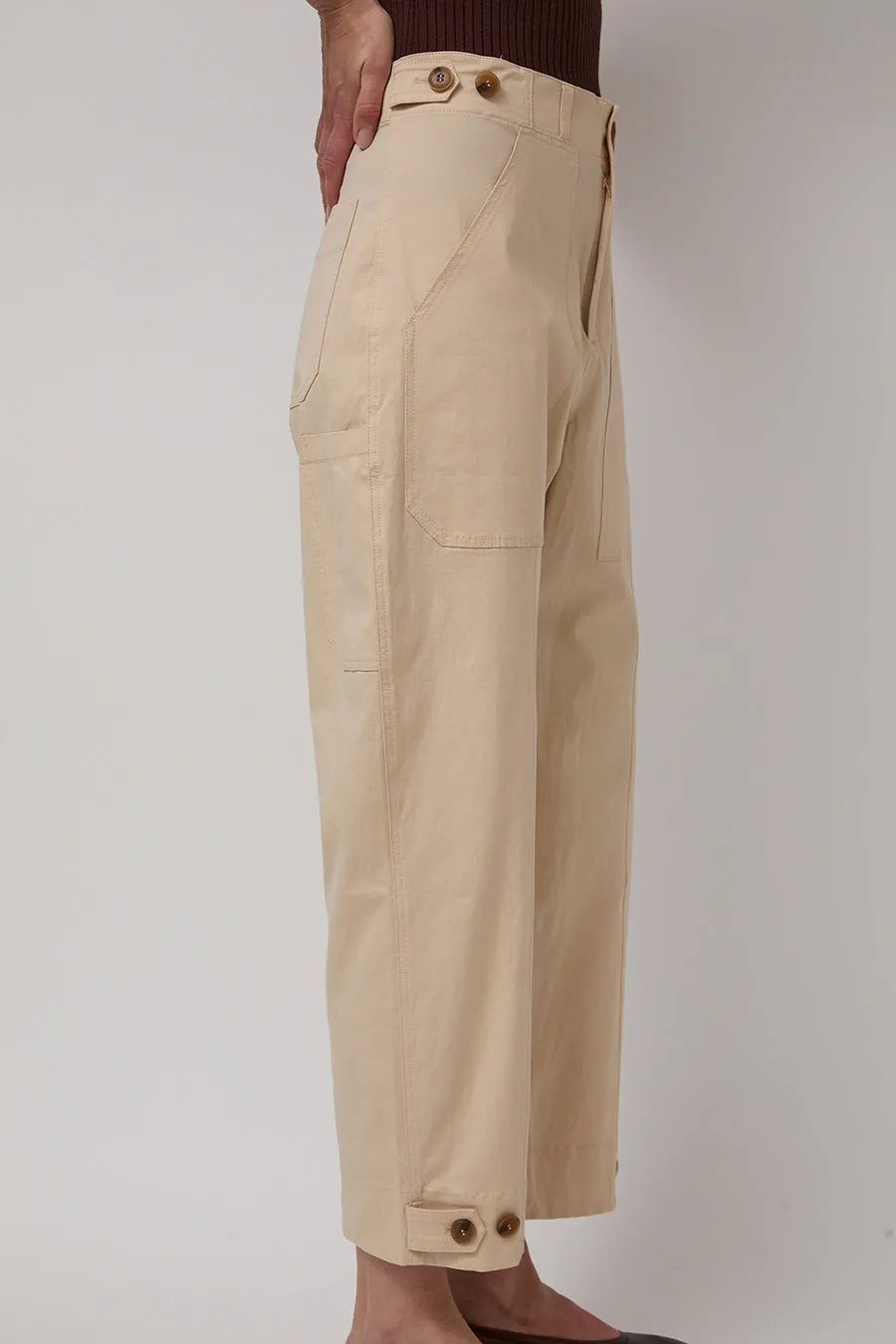 Mijeong Park Cropped Workwear Pants in Light Beige sold by No. 6 product image thumbnail 4